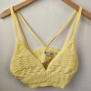 Free People Intimately Fauxchet Longline Bra Yellow Size XL‎ NWOT
